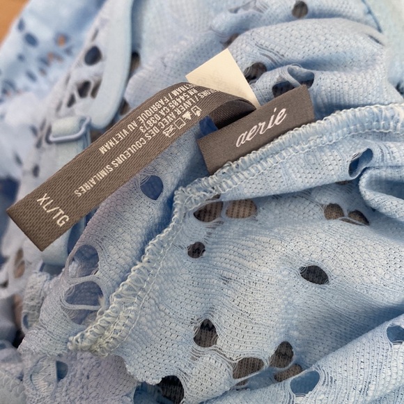 NWOT Aerie Baby Blue Eyelette Bralette with Ruffle - Picture 5 of 5